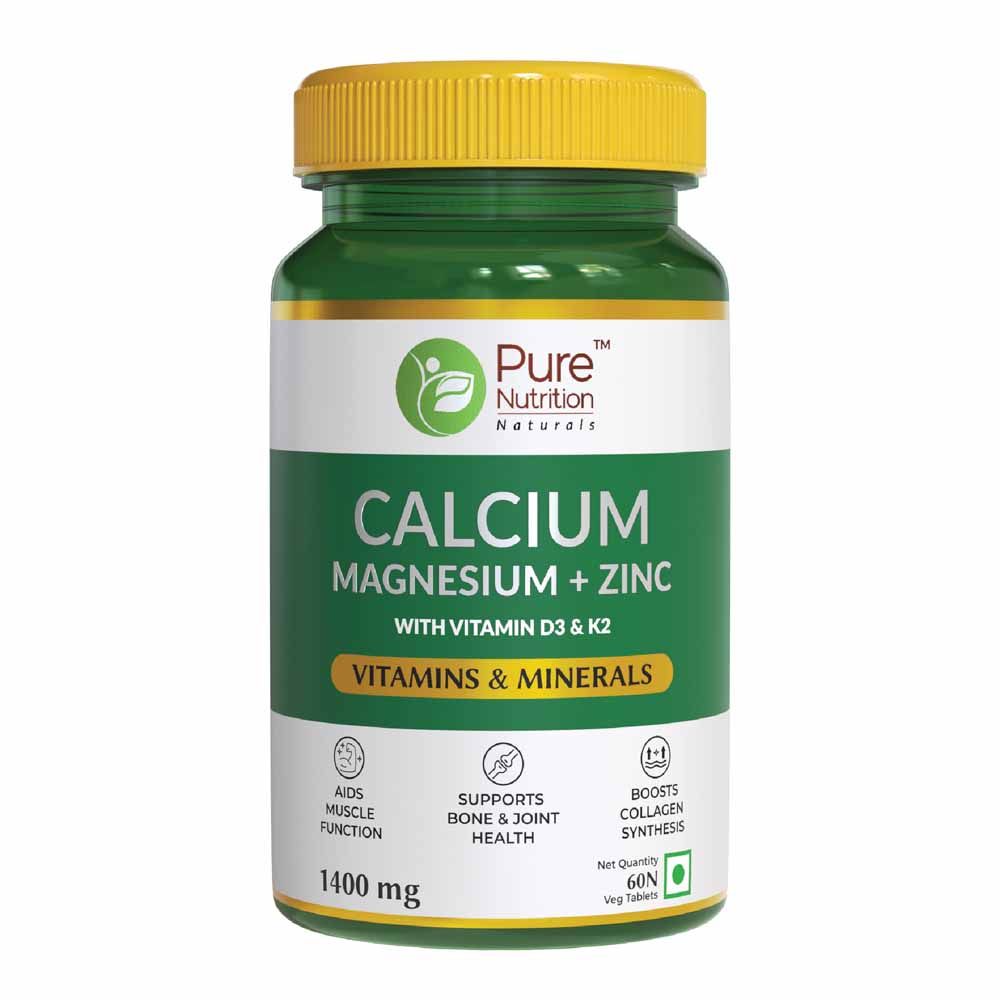 Pure Nutrition Calcium Magnesium + Zinc 1400 mg, 60 Tablets Price, Uses