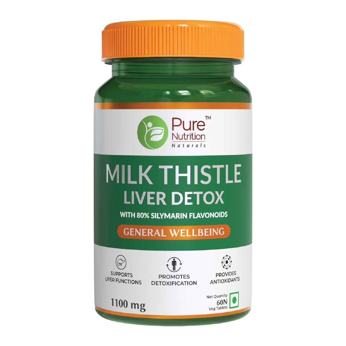 Pure Nutrition Milk Thistle Liver Detox 1100 mg, 60 Tablets Price, Uses