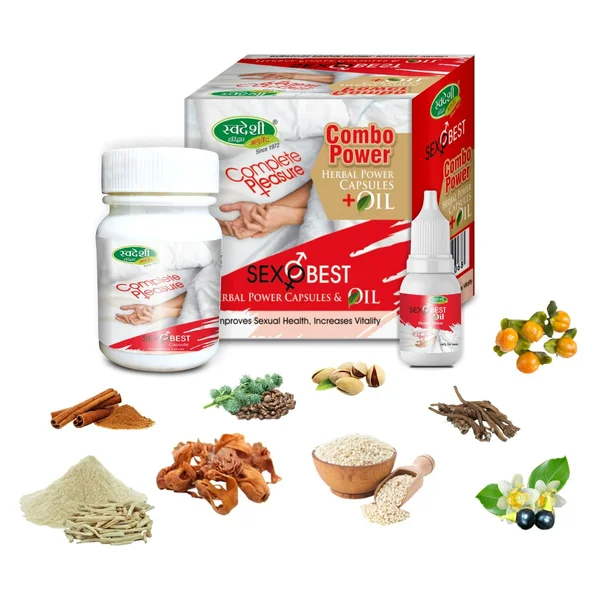Swadeshi Sexobest Combo Power Kit (Herbal Power Capsules + Oil), 1 Kit, Pack of 1