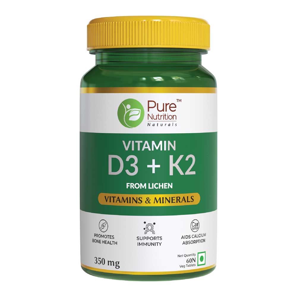 Pure Nutrition Vitamin D3 + K2 350 mg, 60 Tablets Price, Uses, Side