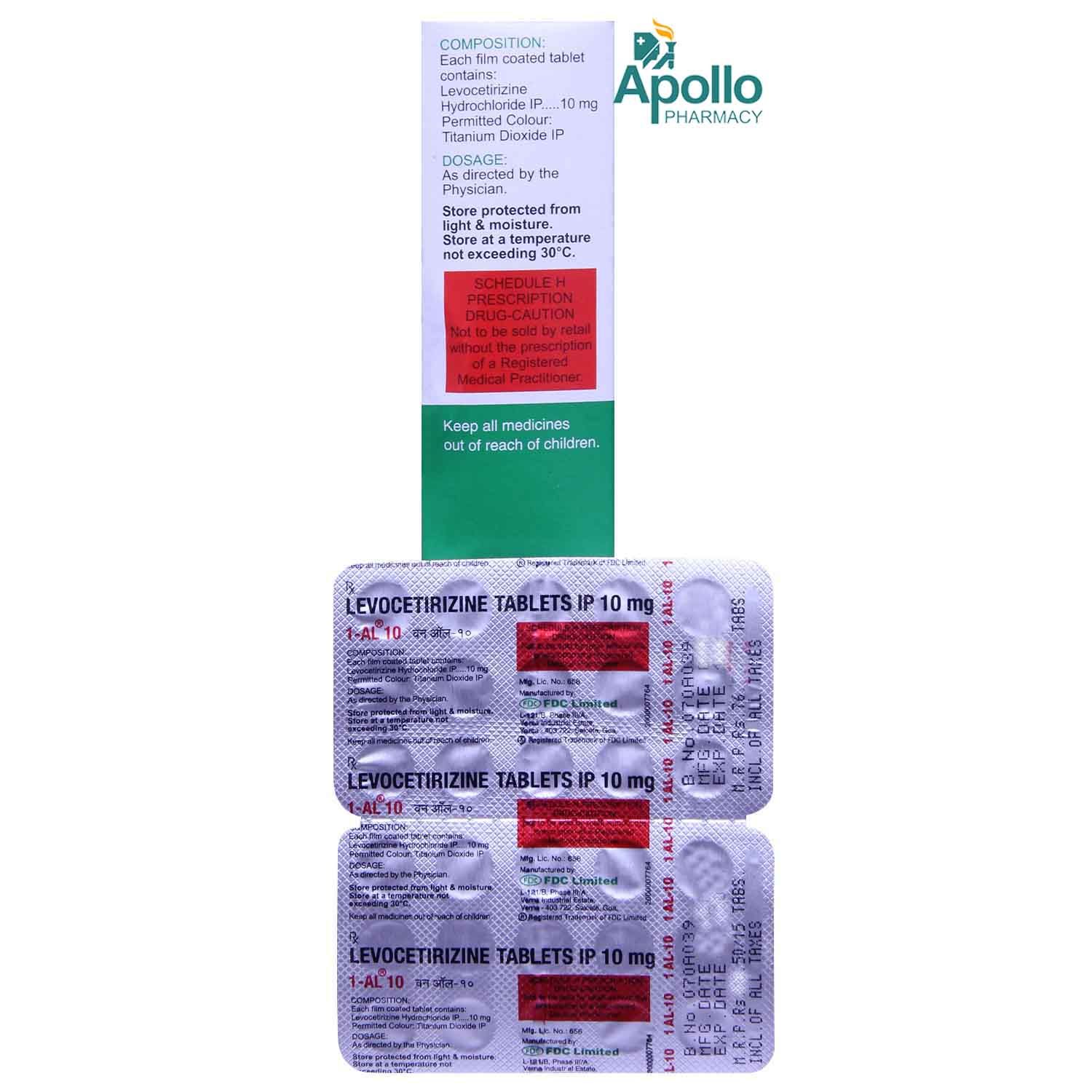 1 AL 10 Tablet 15's Price, Uses, Side Effects, Composition - Apollo ...