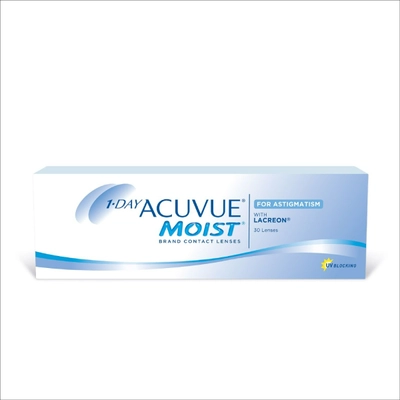 1-Day Acuvue Moist Lenses for Astigmatism|Back Curvature 8.5|Spherical 2.75|Cylindrical 0.75|Axis 60, 30's, Pack of 1