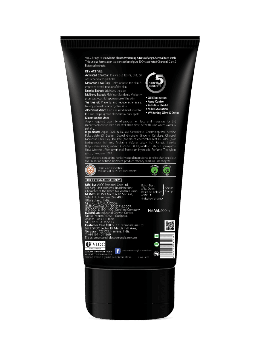 VLCC Ultimo Blends Whitening & Detoxifying Charcoal Face Wash, 100 ml