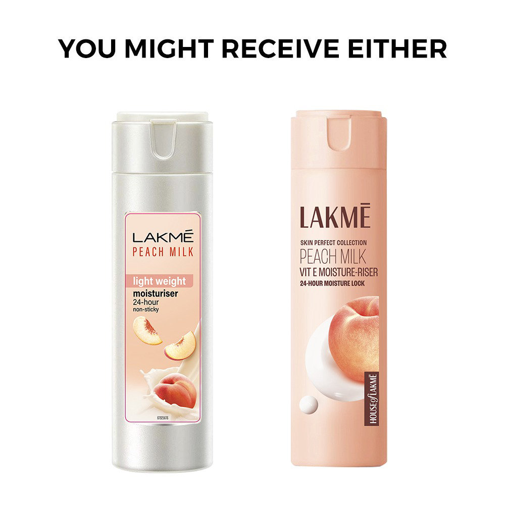 Lakme Peach Milk Moisturizer Body Lotion 60 ml | Peach Milk Extract, Vitamin C & E | Moisturises Skin For 24Hrs | Lightweight | Non Sticky | All Season Crème | For All Skin Type, Pack of 1 Lakme Peach Milk Moisturizer Body Lotion 60 ml | Peach Milk Extract, Vitamin C & E | Moisturises Skin For 24Hrs | Lightweight | Non Sticky | All Season Crème | For All Skin Type, Pack of 1