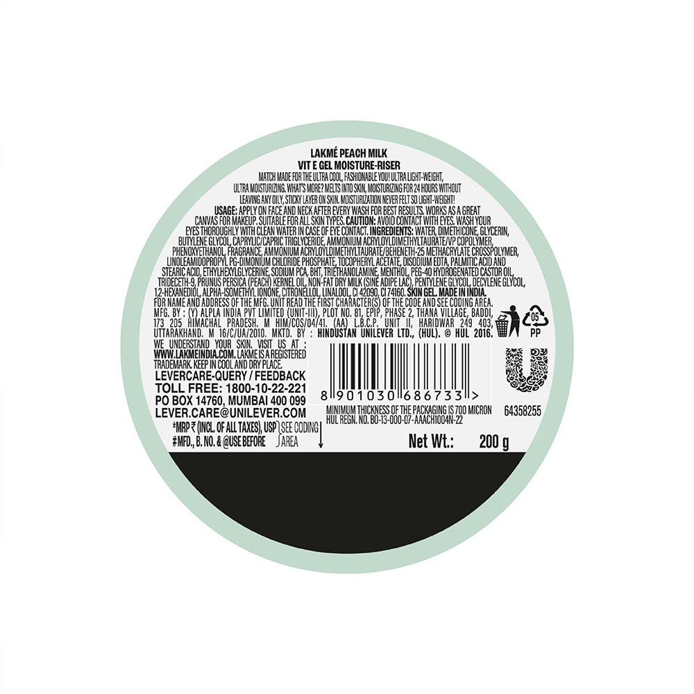Lakme Peach Milk Gel Moisturiser, 200 gm, Pack of 1 Lakme Peach Milk Gel Moisturiser, 200 gm, Pack of 1