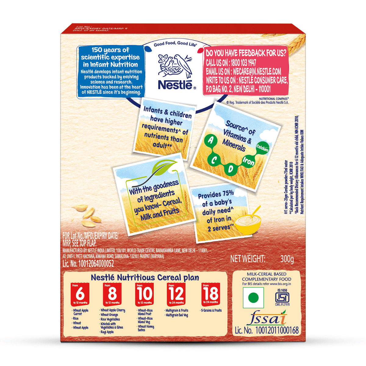 Nestle Cerelac Baby Cereal with Milk Wheat Apple (From 6 to 12 Months) Powder, 300 gm Refill Pack, Pack of 1 