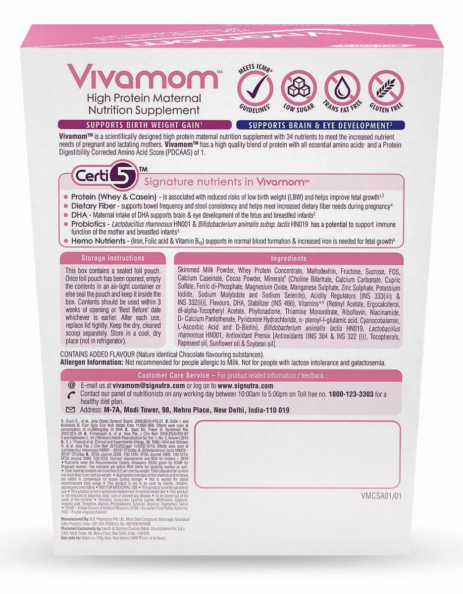 Vivamom Maternal Nutrition Supplement Chocolate Flavour Powder, 200 gm, Pack of 1 