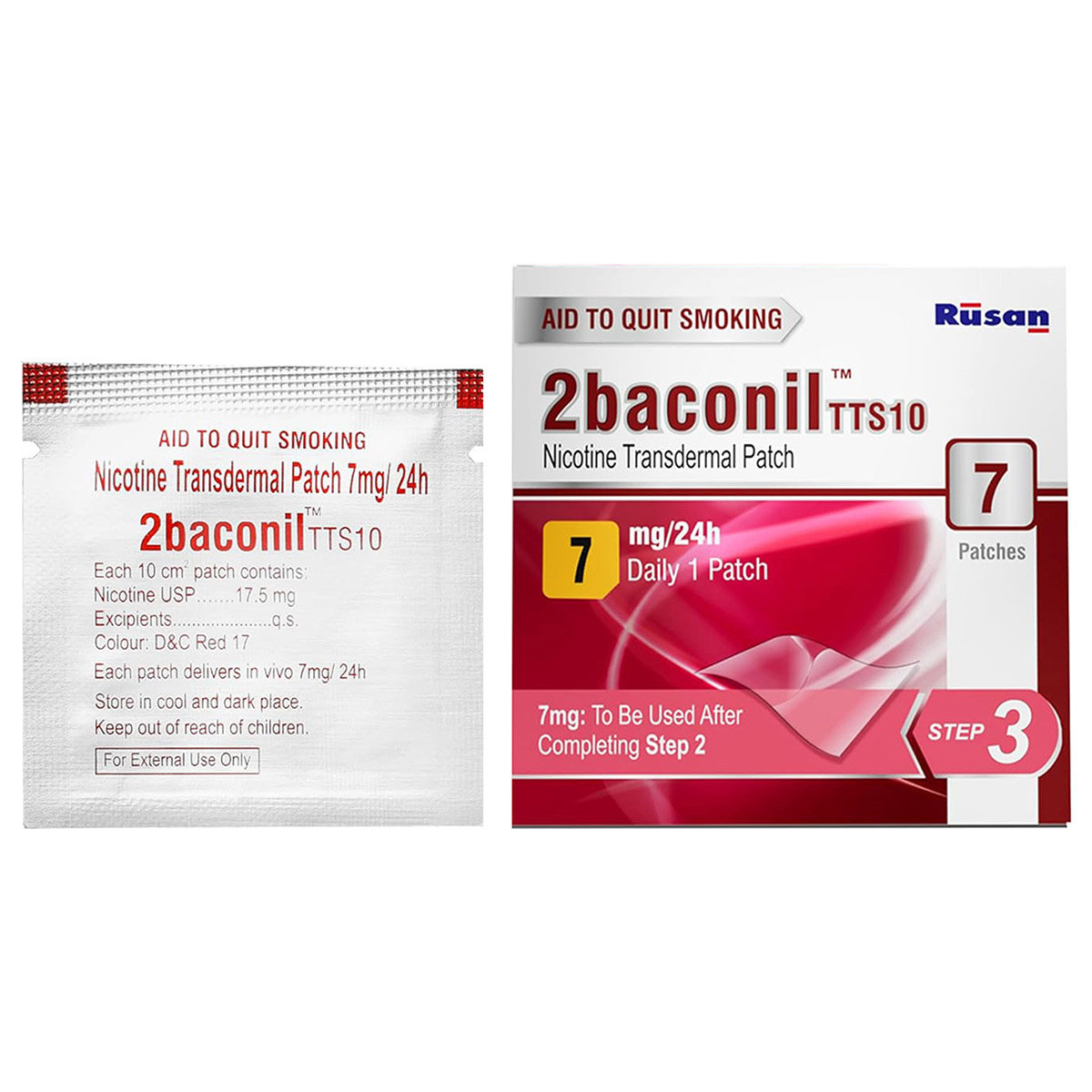 2baconil TTS10 7mg/24h Nicotine Transdermal Patch, 7 Count, Pack of 1 2baconil TTS10 7mg/24h Nicotine Transdermal Patch, 7 Count, Pack of 1