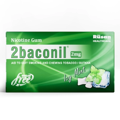 2baconil 2mg Chewing Gum Icy Mint 10's, Pack of 10