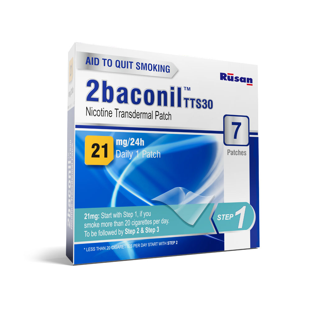 2Baconil TTS30 Nicotine 21mg/24h Transdermal Patch 7's Price, Uses ...