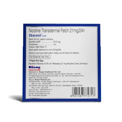 2baconil TTS30 Nicotine 21mg/24h Transdermal Patch 7's, Pack of 7