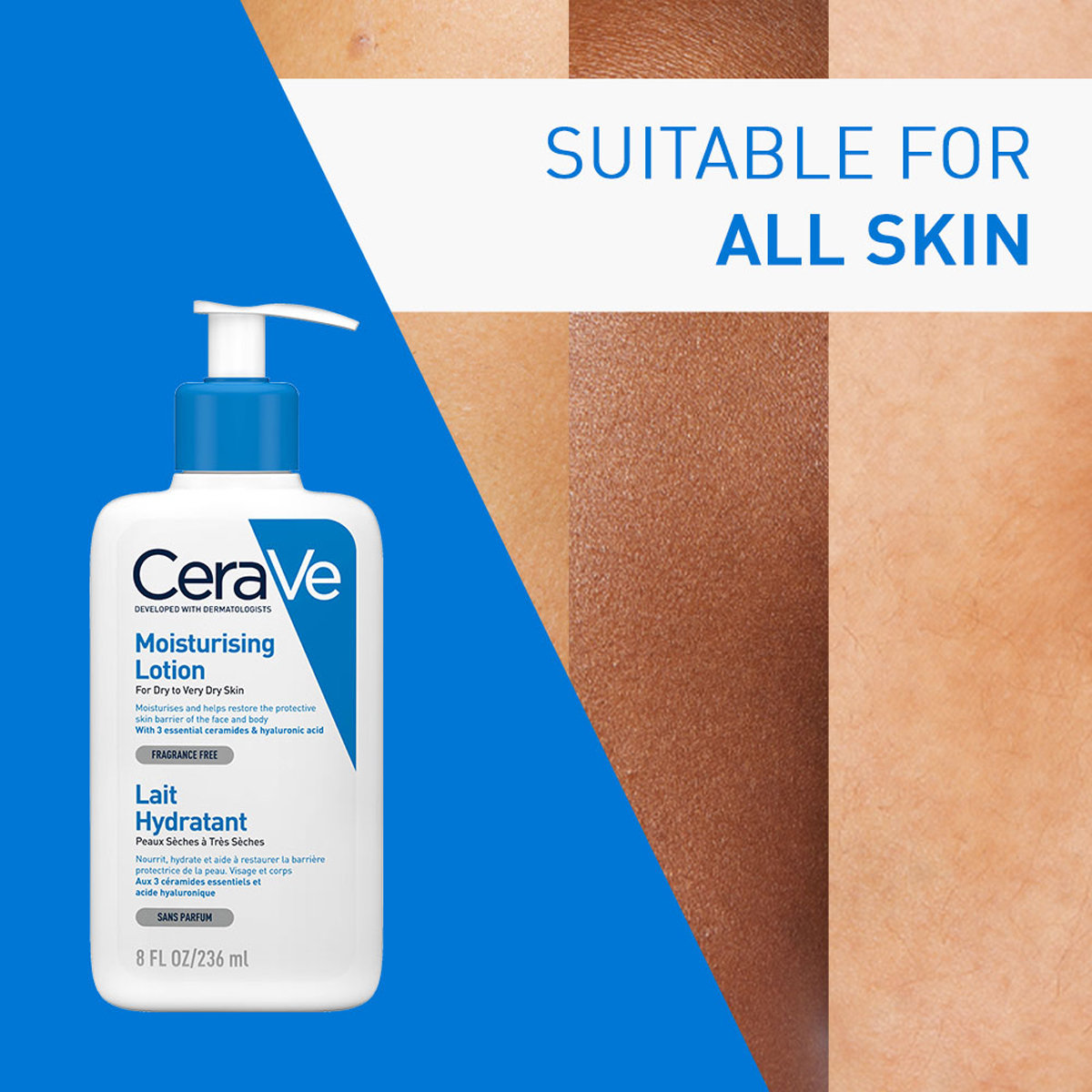 CeraVe Moisturising Lotion 236 ml | Ceramides & Hyaluronic Acid | Provides Long Lasting Hydration | Non Greasy | For Dry to Very Dry Skin, Pack of 1 CeraVe Moisturising Lotion 236 ml | Ceramides & Hyaluronic Acid | Provides Long Lasting Hydration | Non Greasy | For Dry to Very Dry Skin, Pack of 1
