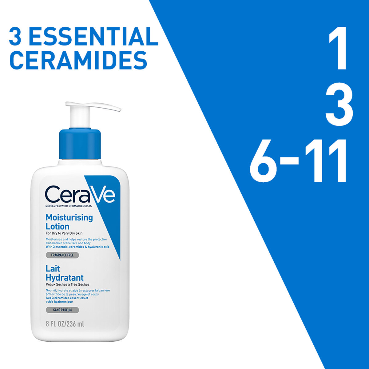 CeraVe Moisturising Lotion 236 ml | Ceramides & Hyaluronic Acid | Provides Long Lasting Hydration | Non Greasy | For Dry to Very Dry Skin, Pack of 1 CeraVe Moisturising Lotion 236 ml | Ceramides & Hyaluronic Acid | Provides Long Lasting Hydration | Non Greasy | For Dry to Very Dry Skin, Pack of 1