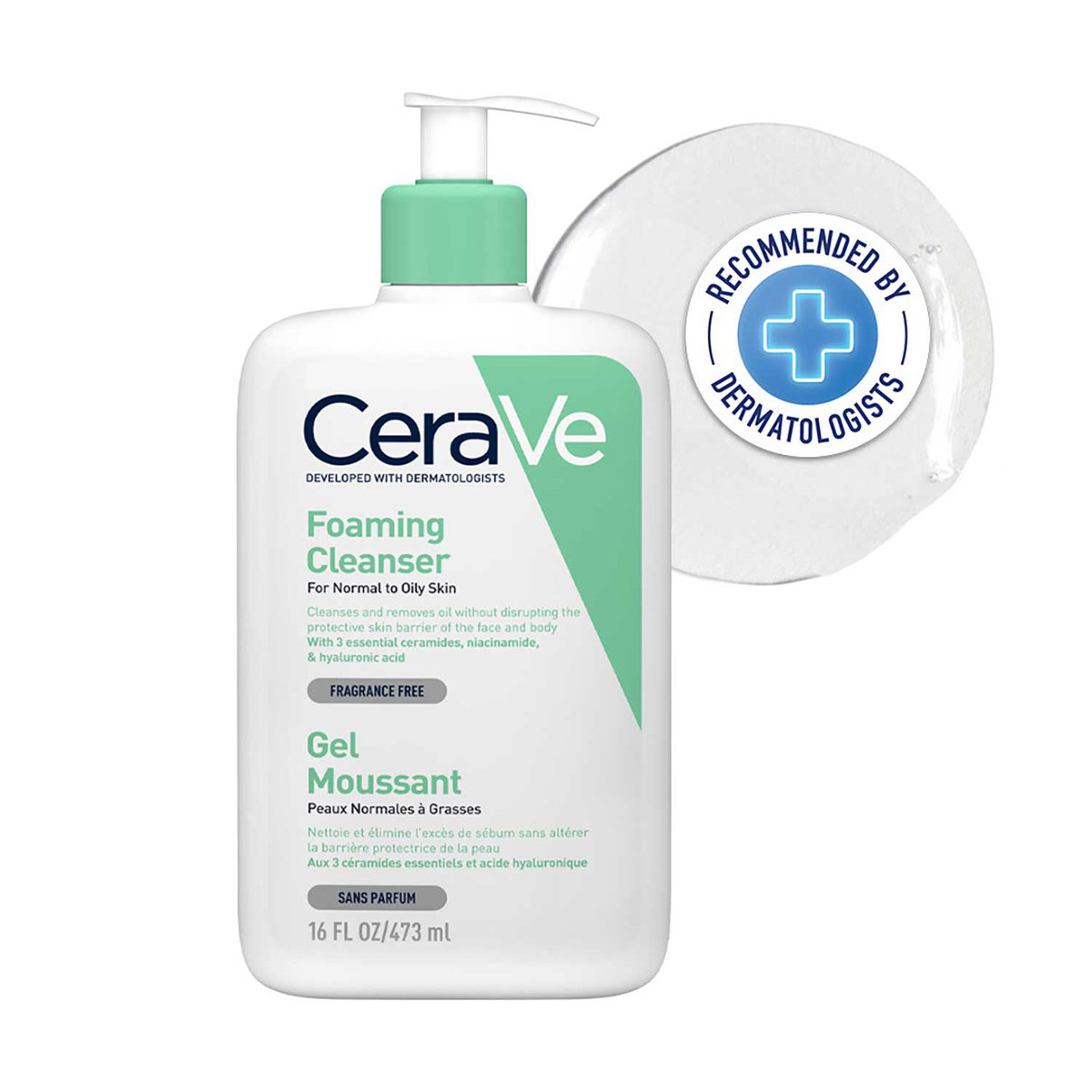 CeraVe Foaming Cleanser 473 ml | Ceramides, Niacinamides, Hyaluronic Acid| Gently Cleanses | Controls Oil | For Normal to Oily Skin CeraVe Foaming Cleanser 473 ml | Ceramides, Niacinamides, Hyaluronic Acid| Gently Cleanses | Controls Oil | For Normal to Oily Skin