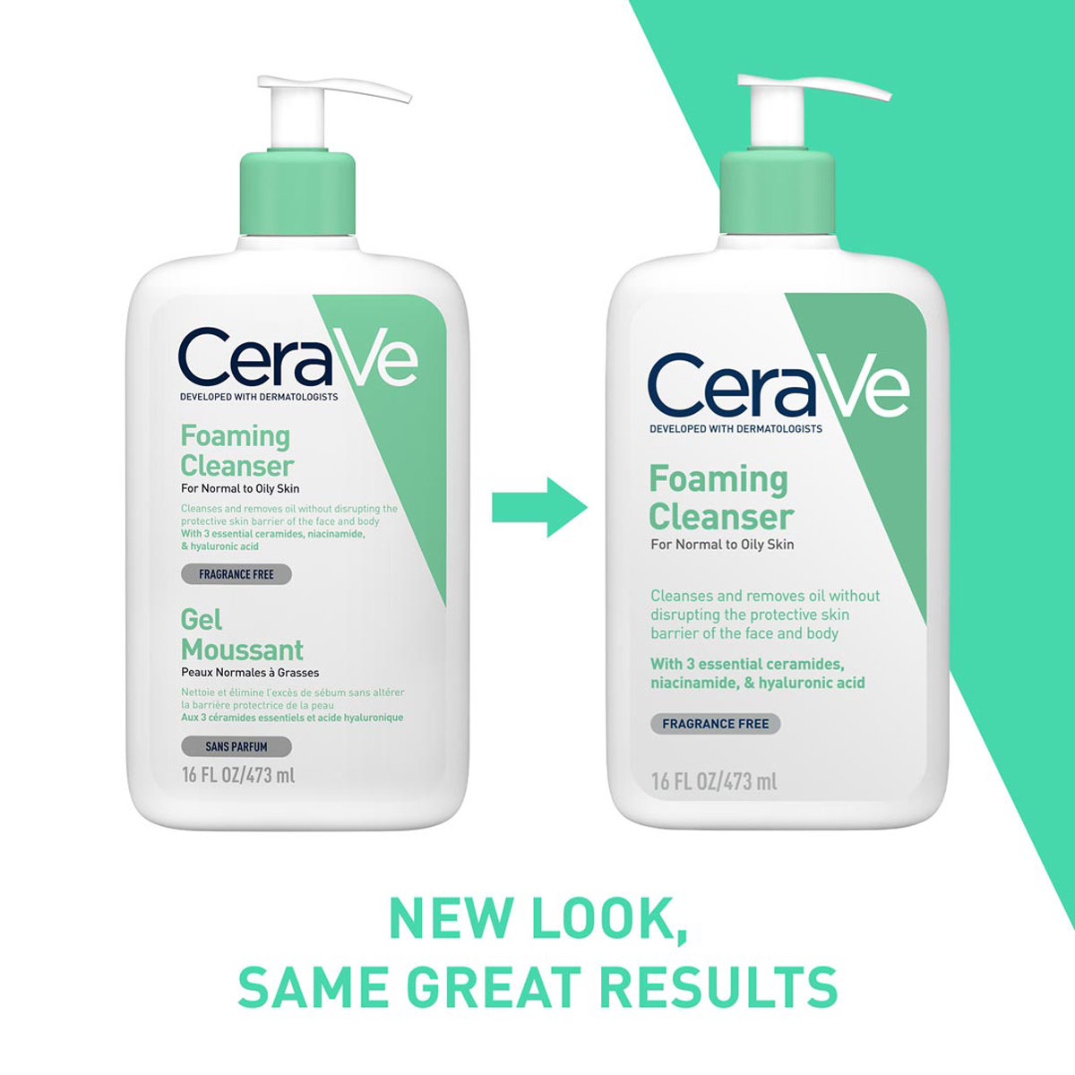 CeraVe Foaming Cleanser 473 ml | Ceramides, Niacinamides, Hyaluronic Acid| Gently Cleanses | Controls Oil | For Normal to Oily Skin, Pack of 1 CeraVe Foaming Cleanser 473 ml | Ceramides, Niacinamides, Hyaluronic Acid| Gently Cleanses | Controls Oil | For Normal to Oily Skin, Pack of 1