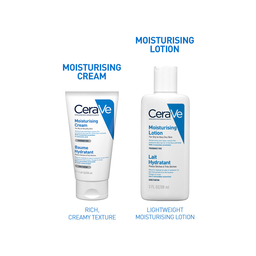 CeraVe Moisturising Cream 50 ml | Ceramides & Hyaluronic Acid | Provides Long Lasting Hydration | Non Greasy | For Dry to Very Dry Skin, Pack of 1 CeraVe Moisturising Cream 50 ml | Ceramides & Hyaluronic Acid | Provides Long Lasting Hydration | Non Greasy | For Dry to Very Dry Skin, Pack of 1