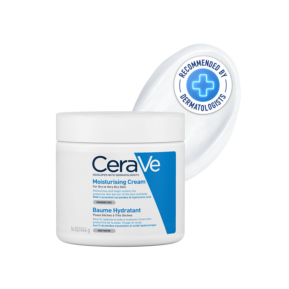 CeraVe Moisturising Cream 454 gm | Ceramides & Hyaluronic Acid | Provides Long Lasting Hydration | Non Greasy | For Dry to Very Dry Skin, Pack of 1 CeraVe Moisturising Cream 454 gm | Ceramides & Hyaluronic Acid | Provides Long Lasting Hydration | Non Greasy | For Dry to Very Dry Skin, Pack of 1