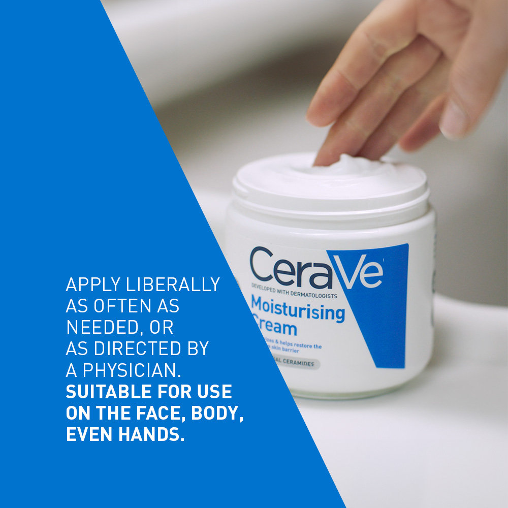 CeraVe Moisturising Cream 454 gm | Ceramides & Hyaluronic Acid | Provides Long Lasting Hydration | Non Greasy | For Dry to Very Dry Skin, Pack of 1 CeraVe Moisturising Cream 454 gm | Ceramides & Hyaluronic Acid | Provides Long Lasting Hydration | Non Greasy | For Dry to Very Dry Skin, Pack of 1