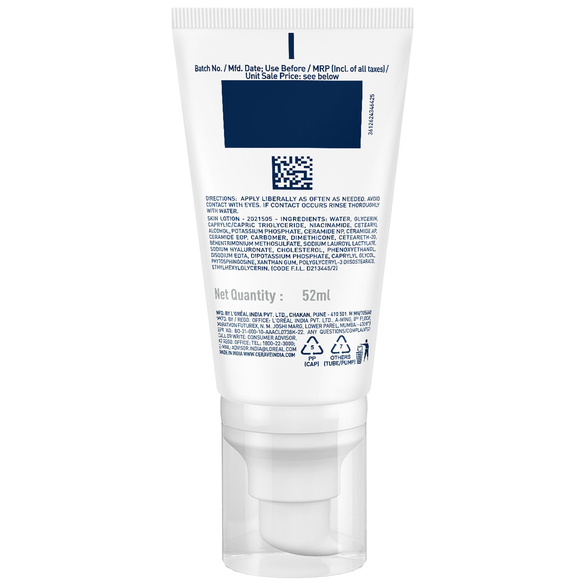 CeraVe PM Facial Moisturising Lotion 52 ml | Ceramides, Niacinamide, Hyaluronic Acid | Provides Moisturization & Hydration | For Normal to Dry Skin, Pack of 1 CeraVe PM Facial Moisturising Lotion 52 ml | Ceramides, Niacinamide, Hyaluronic Acid | Provides Moisturization & Hydration | For Normal to Dry Skin, Pack of 1