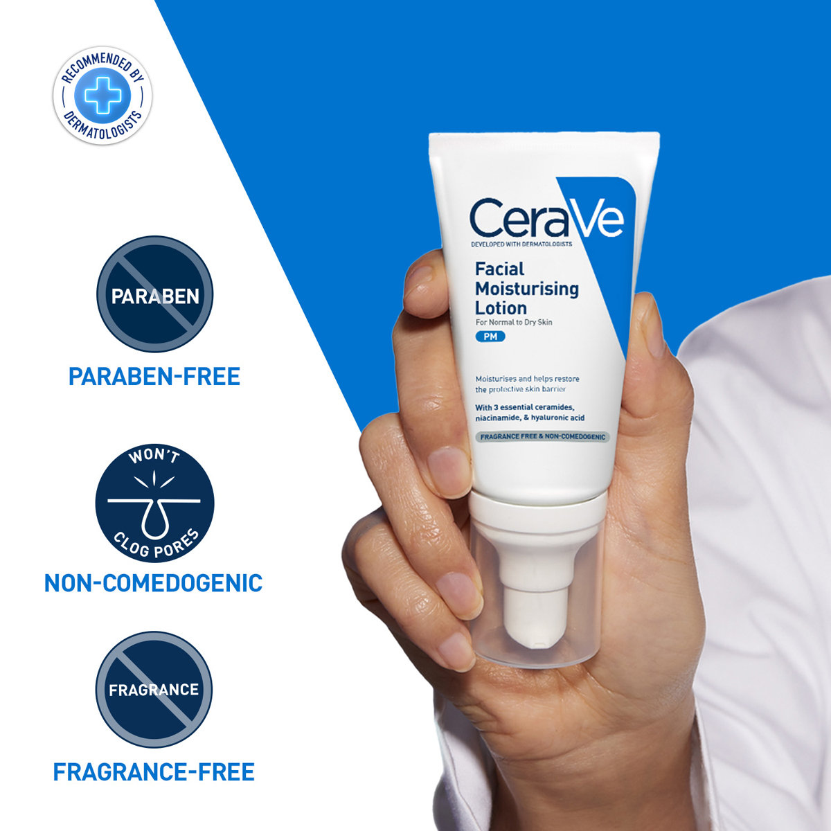 CeraVe PM Facial Moisturising Lotion 52 ml | Ceramides, Niacinamide, Hyaluronic Acid | Provides Moisturization & Hydration | For Normal to Dry Skin, Pack of 1 CeraVe PM Facial Moisturising Lotion 52 ml | Ceramides, Niacinamide, Hyaluronic Acid | Provides Moisturization & Hydration | For Normal to Dry Skin, Pack of 1