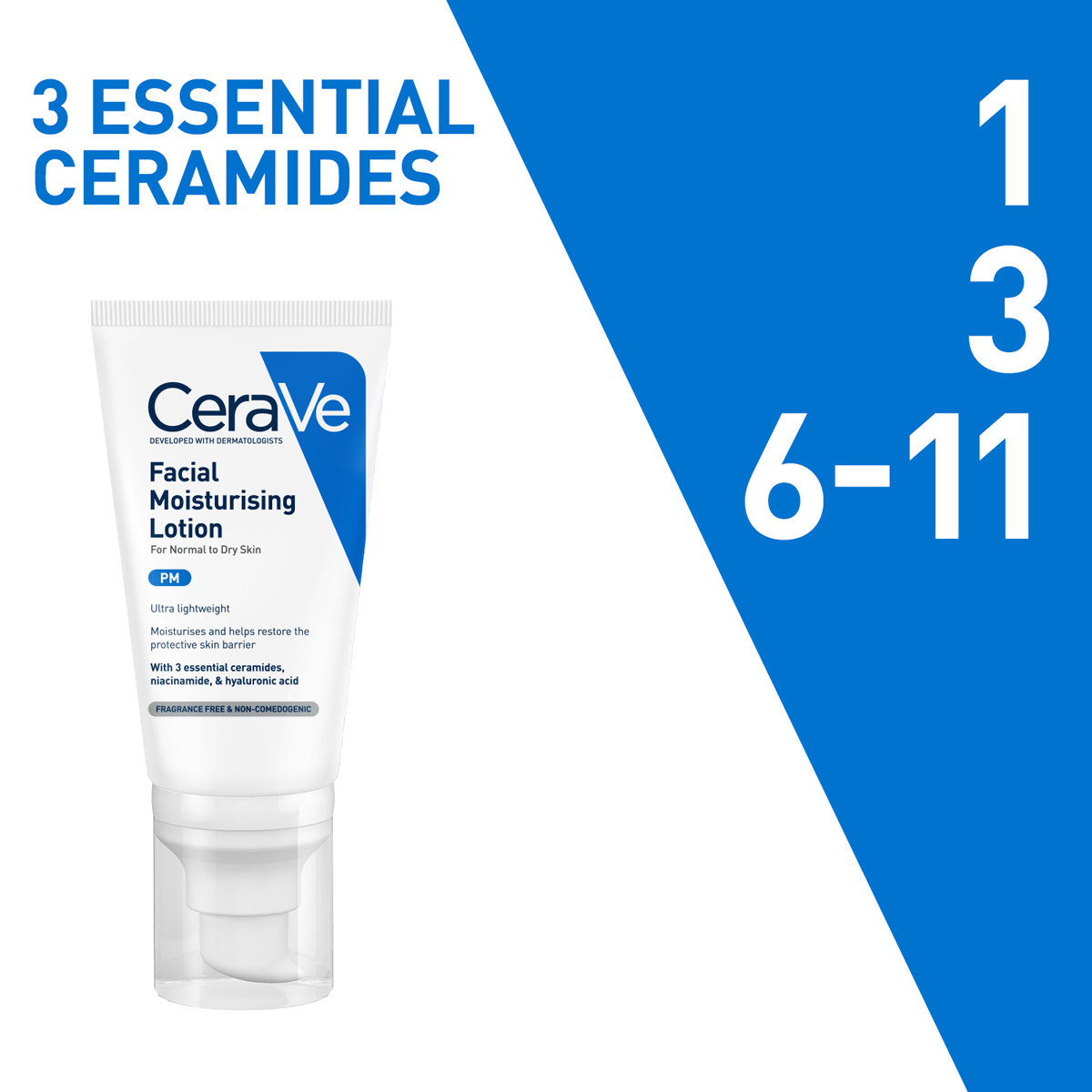 CeraVe PM Facial Moisturising Lotion 52 ml | Ceramides, Niacinamide, Hyaluronic Acid | Provides Moisturization & Hydration | For Normal to Dry Skin, Pack of 1 CeraVe PM Facial Moisturising Lotion 52 ml | Ceramides, Niacinamide, Hyaluronic Acid | Provides Moisturization & Hydration | For Normal to Dry Skin, Pack of 1