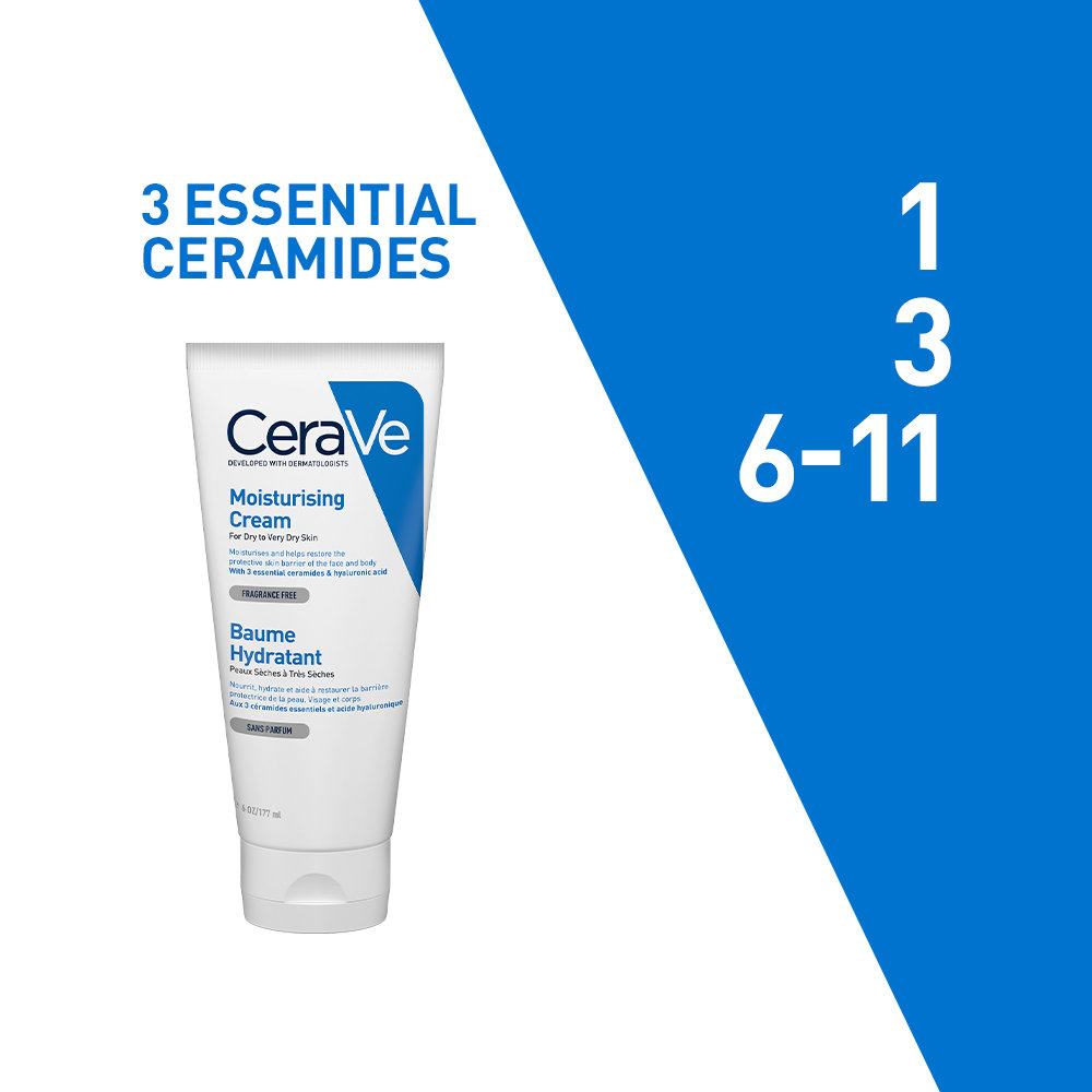 CeraVe Moisturising Cream 177 ml | Ceramides & Hyaluronic Acid | Provides Long Lasting Hydration | Non Greasy | For Dry to Very Dry Skin, Pack of 1 CeraVe Moisturising Cream 177 ml | Ceramides & Hyaluronic Acid | Provides Long Lasting Hydration | Non Greasy | For Dry to Very Dry Skin, Pack of 1