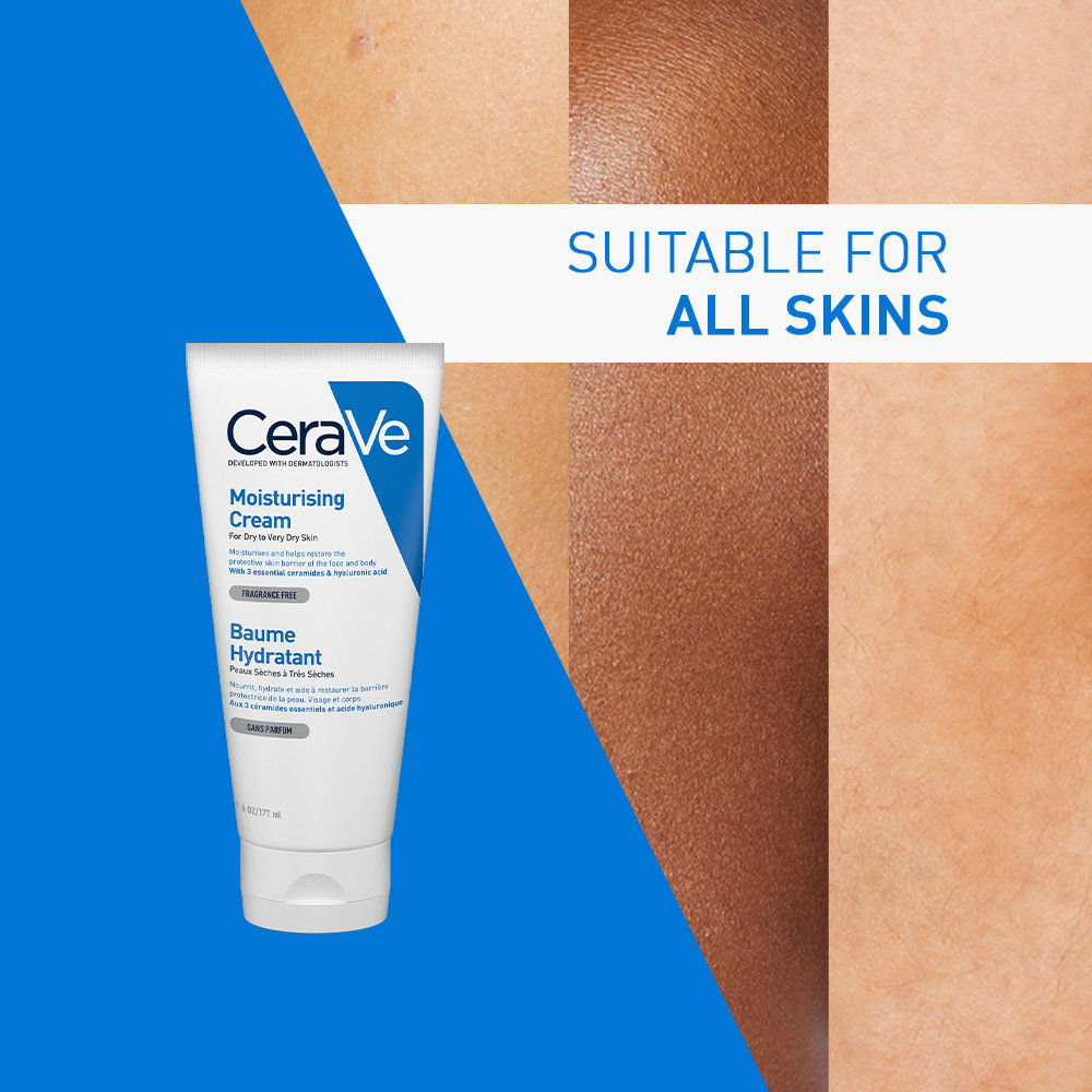 CeraVe Moisturising Cream 177 ml | Ceramides & Hyaluronic Acid | Provides Long Lasting Hydration | Non Greasy | For Dry to Very Dry Skin, Pack of 1 CeraVe Moisturising Cream 177 ml | Ceramides & Hyaluronic Acid | Provides Long Lasting Hydration | Non Greasy | For Dry to Very Dry Skin, Pack of 1