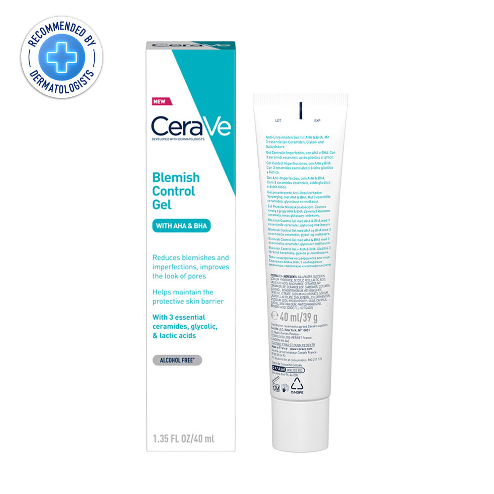 CeraVe Blemish Control Gel 40 ml | with 2% Salicylic Acid, AHA & Niacinamide for Acne Spot Treatment, Pack of 1 CeraVe Blemish Control Gel 40 ml | with 2% Salicylic Acid, AHA & Niacinamide for Acne Spot Treatment, Pack of 1