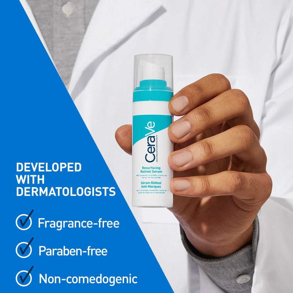 CeraVe Resurfacing Retinol Serum 30 ml | Reduces Acne Marks with Licorice Root Extract & Niacinamide, Pack of 1 CeraVe Resurfacing Retinol Serum 30 ml | Reduces Acne Marks with Licorice Root Extract & Niacinamide, Pack of 1