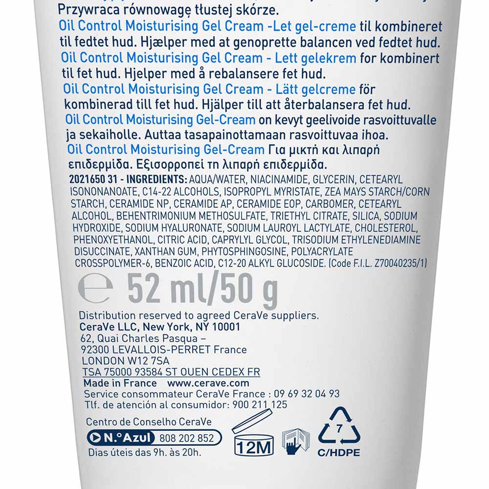CeraVe Oil Control Moisturising Gel Cream, 52 ml, Pack of 1 CeraVe Oil Control Moisturising Gel Cream, 52 ml, Pack of 1
