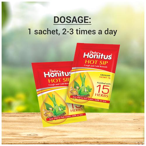 Dabur Honitus Hot Sip Granules, 120 gm (30 Sachet x4 gm) Price, Uses