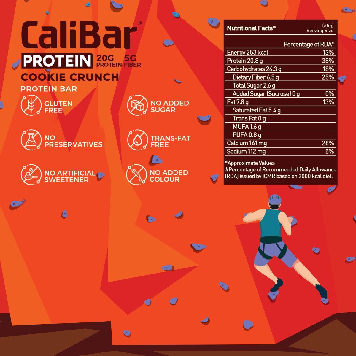 CaliBar 20g Protein Cookie Crunch Crispy Bar | No Added Sugar, 65 gm, Pack of 1 CaliBar 20g Protein Cookie Crunch Crispy Bar | No Added Sugar, 65 gm, Pack of 1