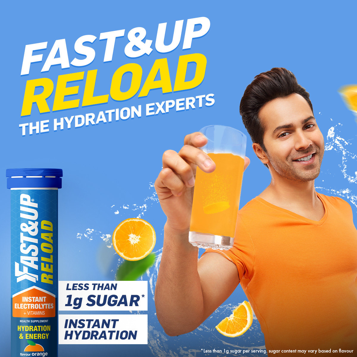 Fast&Up Reload Low Sugar Energy Drink & Instant Hydration Orange Flavour, 20 Effervescent Tablets, Pack of 1 Fast&Up Reload Low Sugar Energy Drink & Instant Hydration Orange Flavour, 20 Effervescent Tablets, Pack of 1