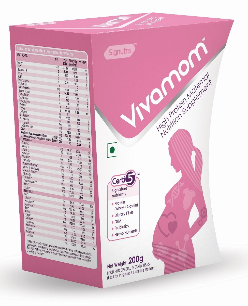 Vivamom Maternal Nutrition Supplement Chocolate Flavour Powder, 200 gm, Pack of 1 