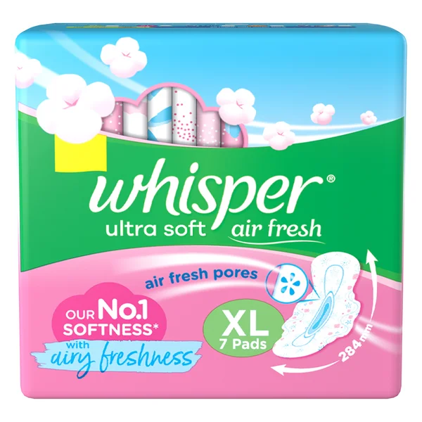 Whisper Ultra Skin Love Soft Sanitary Pads for Women XL, 7 Count, Pack of 1