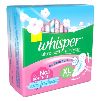 Whisper Ultra Soft Wings Sanitary Pads XL, 7 Count, Pack of 1