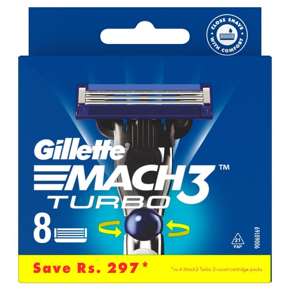 Gillette Mach 3 Turbo Cartridge, 8 Count Price, Uses, Side Effects ...