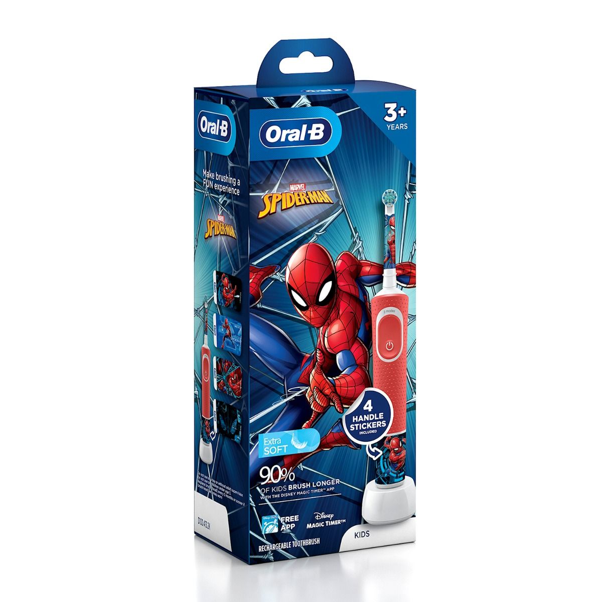 Oral-B Kids Spiderman Extra Soft Electric Rechargeable Toothbrush, 1 ...