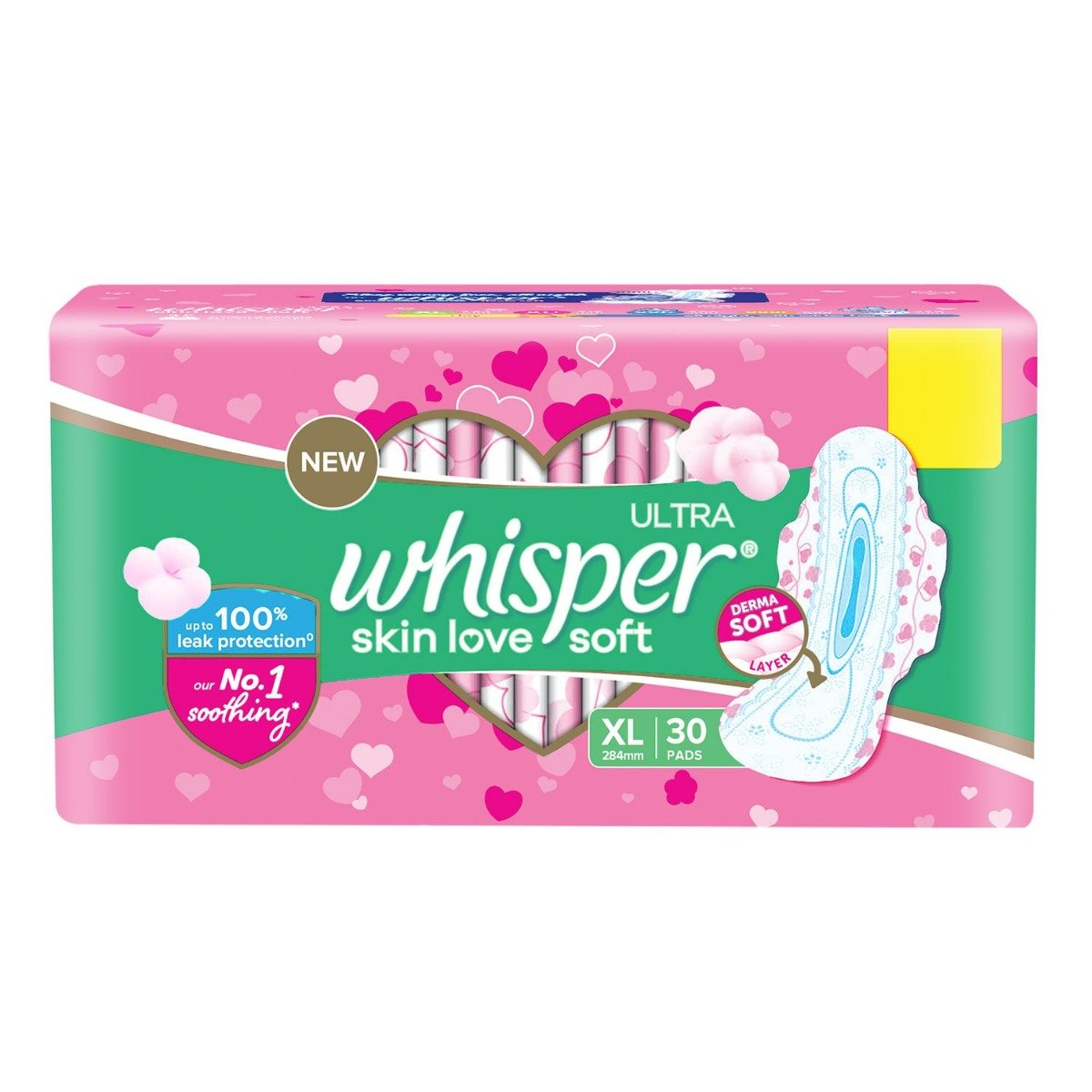 Whisper Ultra Skin Love Soft Sanitary Pads for Women XL, 30 Count, Pack of 1 Whisper Ultra Skin Love Soft Sanitary Pads for Women XL, 30 Count, Pack of 1
