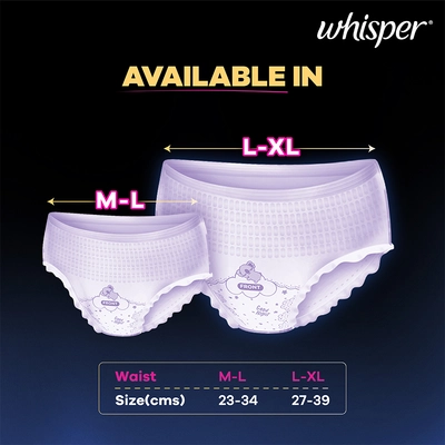 Whisper Super Absorbent Period Panty Medium-Large, 6 Count, Pack of 1