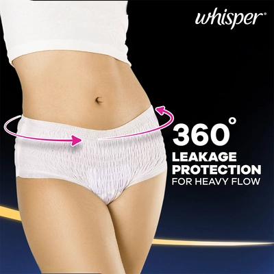 Whisper Super Absorbent Period Panty Medium-Large, 6 Count, Pack of 1