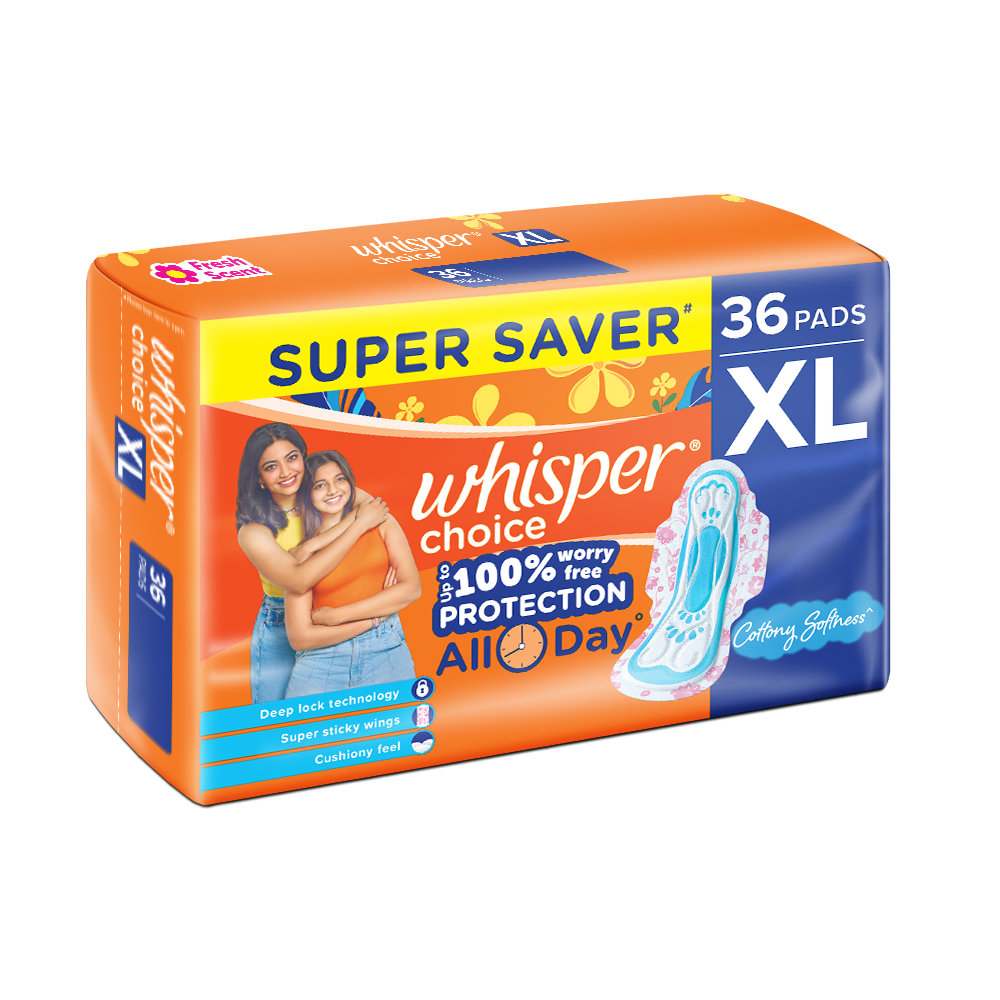 Whisper Choice Sanitary Pads XL, 36 Count, Pack of 1 Whisper Choice Sanitary Pads XL, 36 Count, Pack of 1
