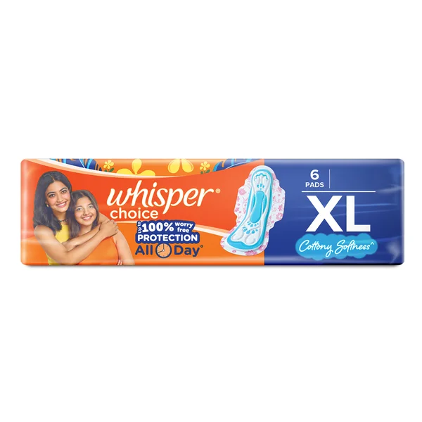 Whisper Choice Wings Sanitary Pads XL, 6 Count, Pack of 1