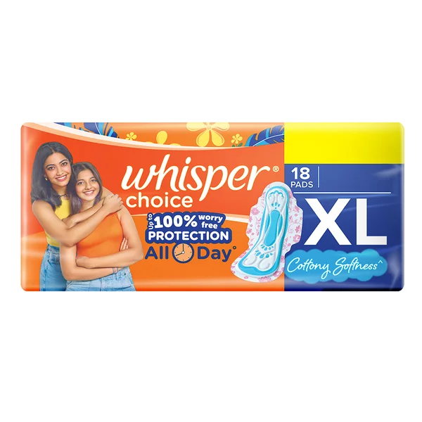 Whisper Choice Wings Sanitary Pads XL, 18 Count, Pack of 1