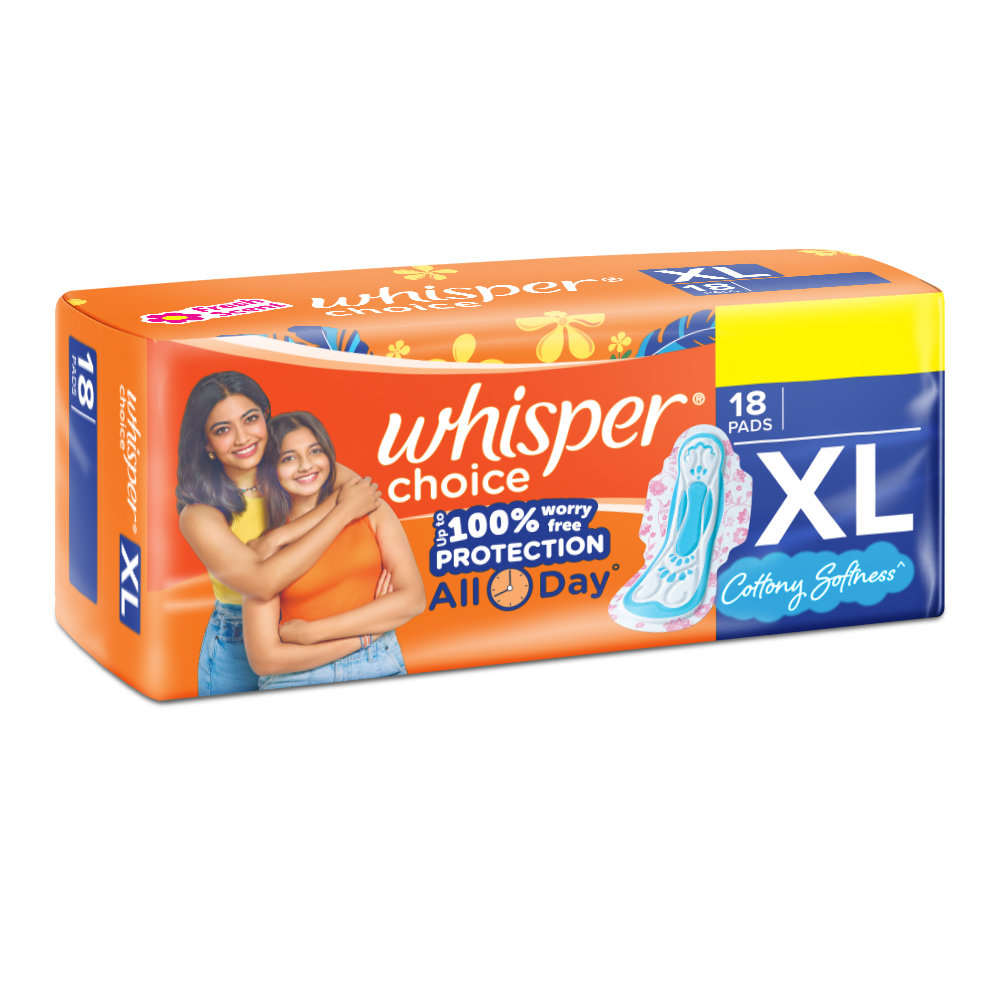 Whisper Choice Wings Sanitary Pads XL, 18 Count, Pack of 1 Whisper Choice Wings Sanitary Pads XL, 18 Count, Pack of 1