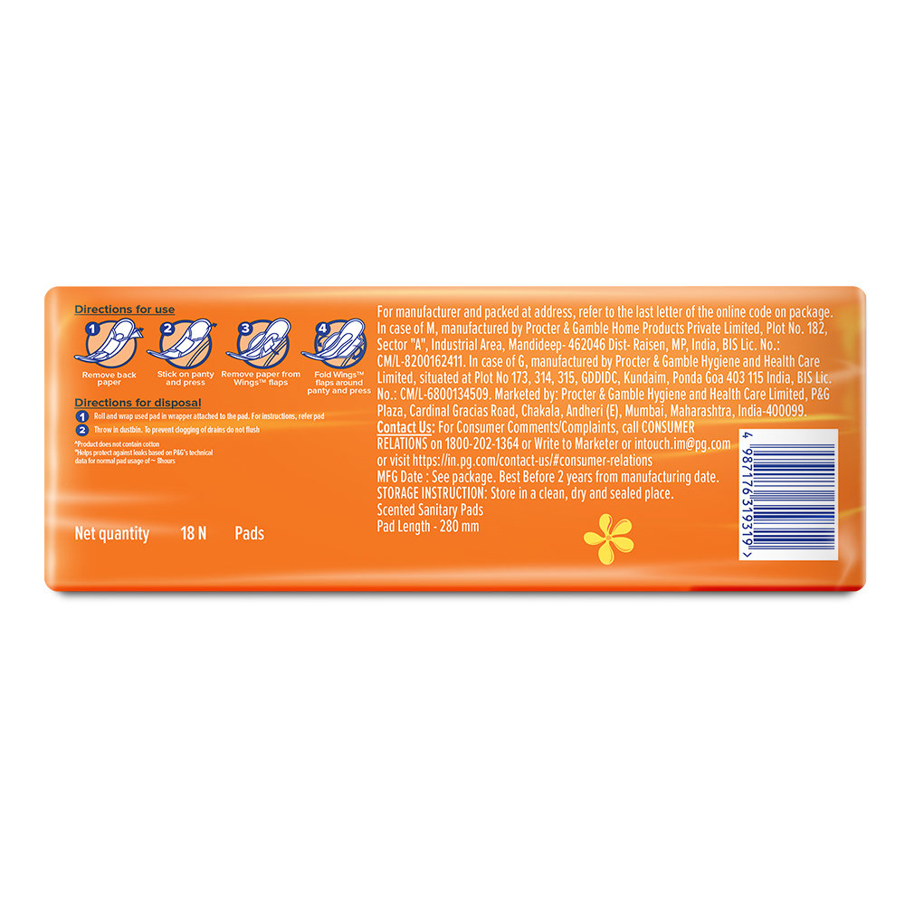 Whisper Choice Wings Sanitary Pads XL, 18 Count, Pack of 1 Whisper Choice Wings Sanitary Pads XL, 18 Count, Pack of 1