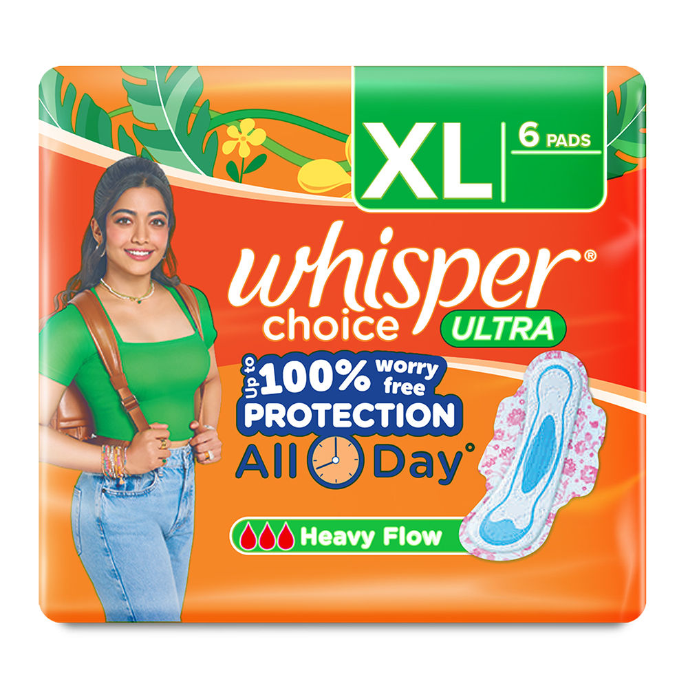 Buy Whisper Choice Ultra Wings Sanitary Pads XL, 6 Count | 19 Minutes  Delivery | Apollo Pharmacy