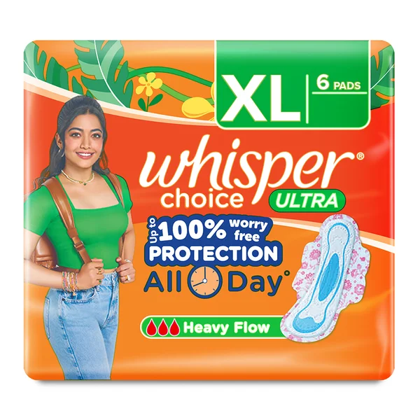 Whisper Choice Ultra Wings Sanitary Pads XL, 6 Count, Pack of 1