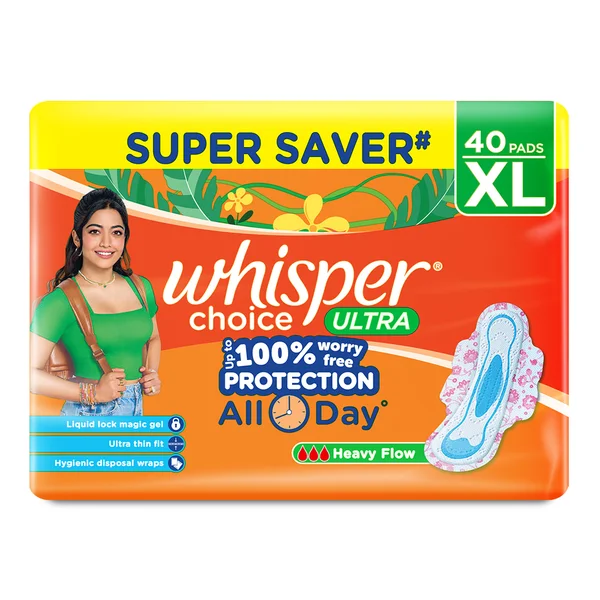 Whisper Choice Ultra Wings Sanitary Pads XL, 40 Count