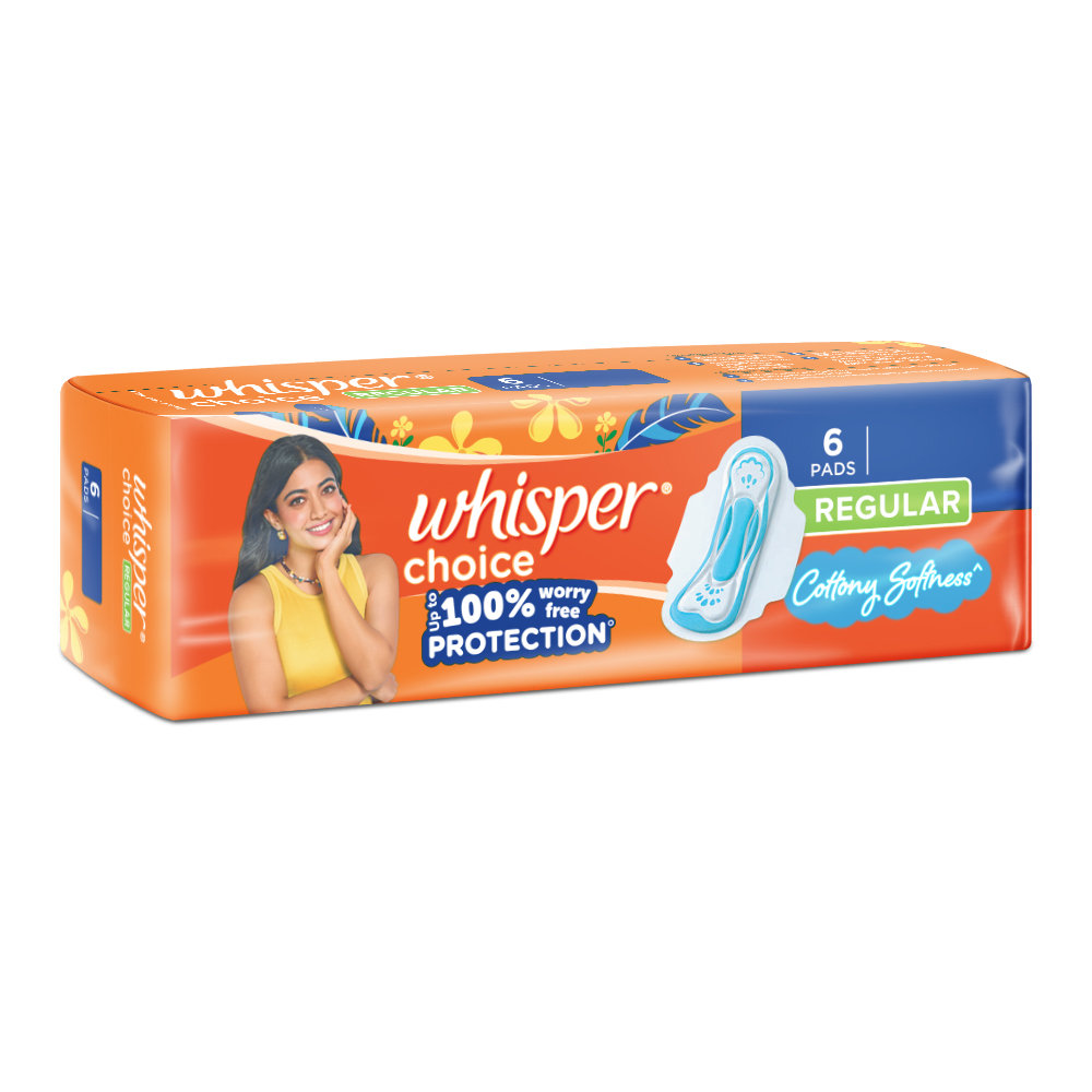 Whisper Choice Sanitary Pads Regular, 6 Count, Pack of 1 Whisper Choice Sanitary Pads Regular, 6 Count, Pack of 1